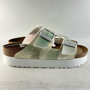 Birkenstock Papillio Arizona Grooved Sandals Watercolor Khaki Green Size 7 N